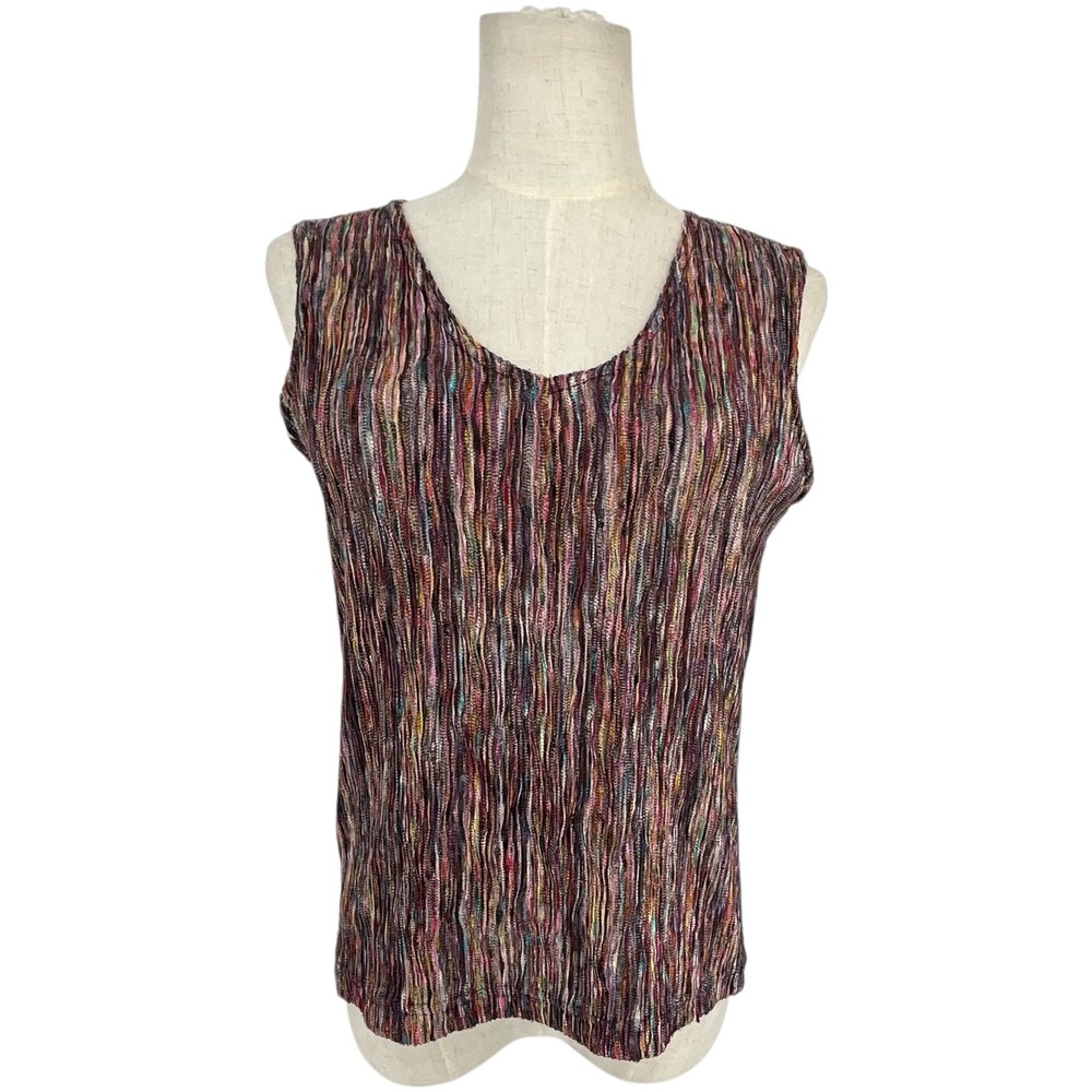 Coldwater Creek Multi Color Striped Knit Sleeveless V Neck Top XS